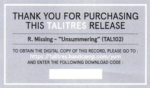 Charger l&#39;image dans la galerie, R. Missing : Unsummering (12&quot;, MiniAlbum, Ltd, Whi)
